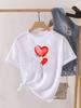 (Asian Size) Lady Female Top Printed Cartoon Love Heart Fashion Graphic Short Sleeve T-shirts Tee Clothing Women Casual T Shirt