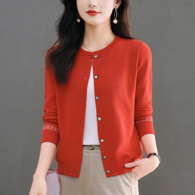 

Корейский стиль Осень и Зима Новый Верхний Стиль Приталенный Ретро Приталенный Свитер Куртка Модные Вязаные Свитера Топы для Женщин onesize красный/оранжевый