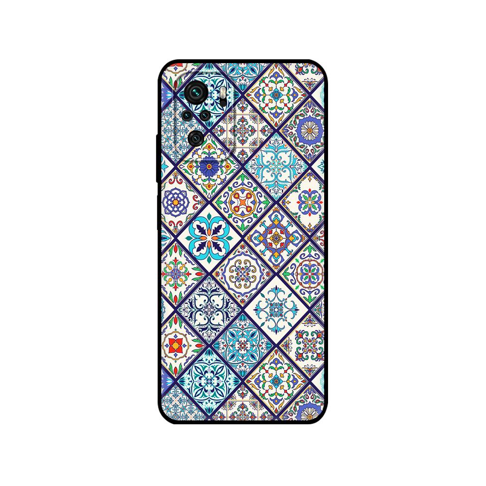 Czarne etui TPU dla Xiaomi Redmi 9T Etui Redmi Note 9T Note 10 5G 4G Pro 10S Etui 3D Wytłaczany Vintage Retro Krata Kwiat