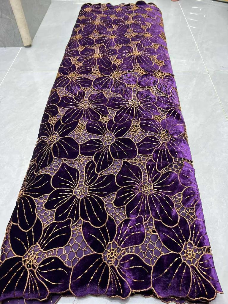 Luxury African Velvet Lace Fabric Nigerian Lace Fabric 2025 High Quality Embroidery Luxurious Wedding Dress For Women Dresses