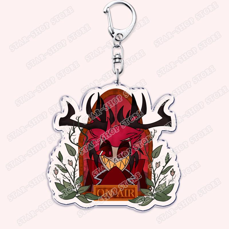 Heiß Populär Anime Cartoon Dämon Figur Schlüsselanhänger für Zubehör Tasche Angel Dust Schlüsselanhänger Ring Schlüsselring Schmuck Fans Freunde Geschenke