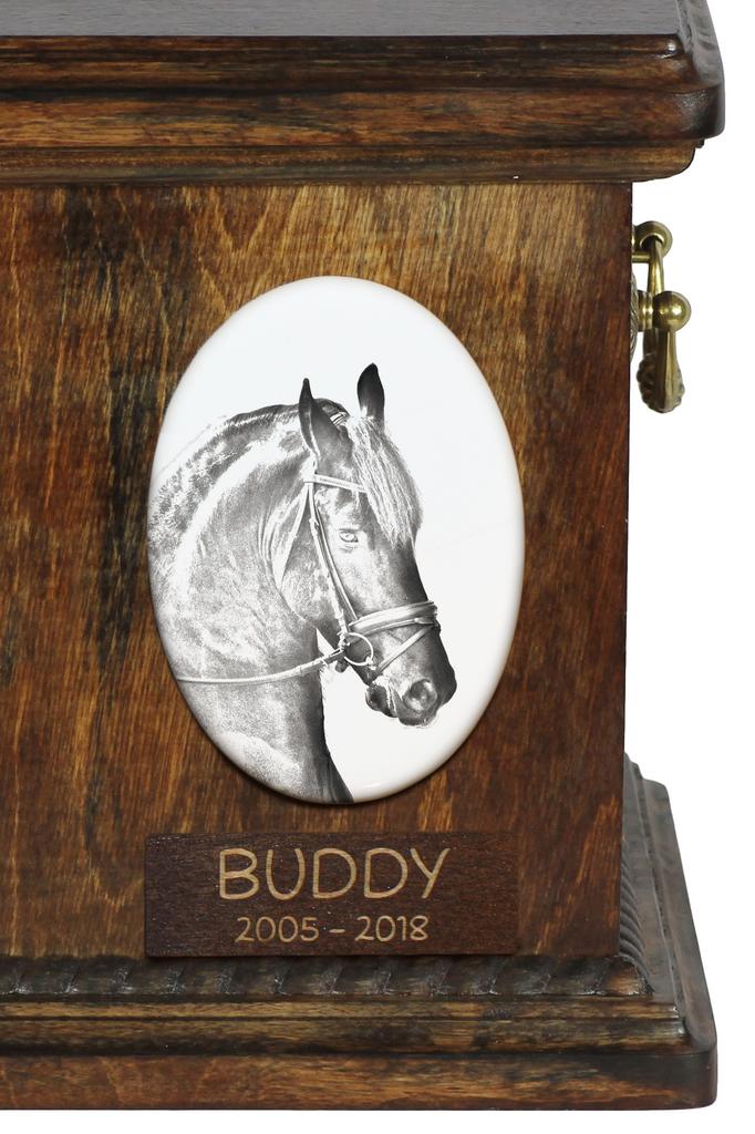 Friesian horse I - commemorative plaque with a photo of a horse, tombstone plaque with a print, personalized oval plaque by Art-Dog brand