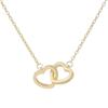 18k Gold Double Heart Copper Necklace with Zirconia and Diamonds
