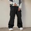 Retro Big Pocket Paratrooper Overalls Men's Fashion Straight New Loose Micro-horn Casual Pants