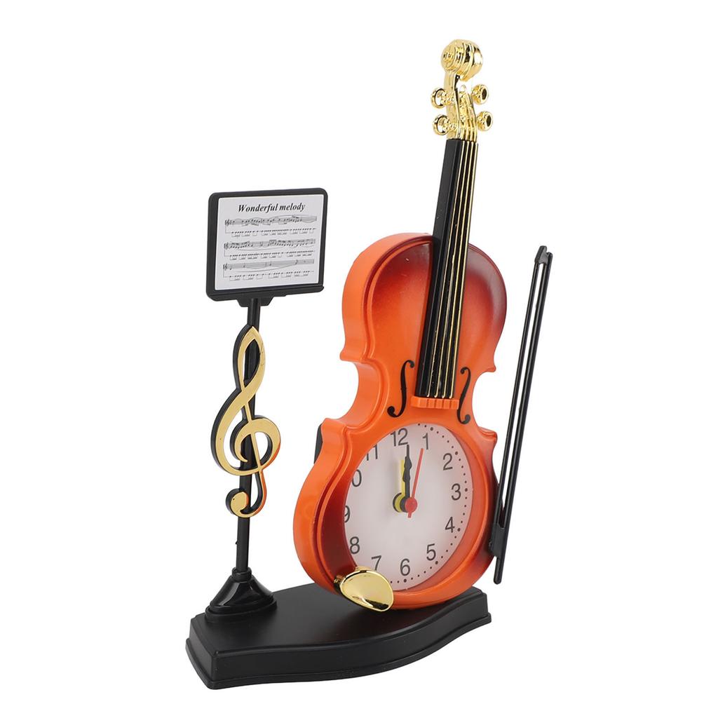 Instrument Alarm Clock Guitar Shape Stable Base AA Battery Powered Strong ABS Vintage Desk Clock for Bedroom Office