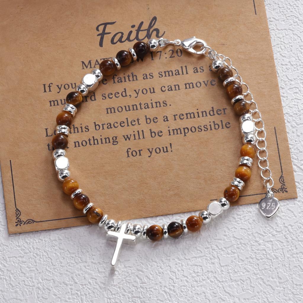 Bransoletka z okrągłych koralików Seria Krzyżowa Unisex Ręcznie robiony Design Styl Jesień Zima Wszechstronna Codzienna Biżuteria Ręczna