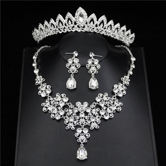 Bride Jewelry Sets Wedding Necklaces Earrings set Women Prom Tiaras and Crowns Wedding Necklaces/Earrings sets Jewelry