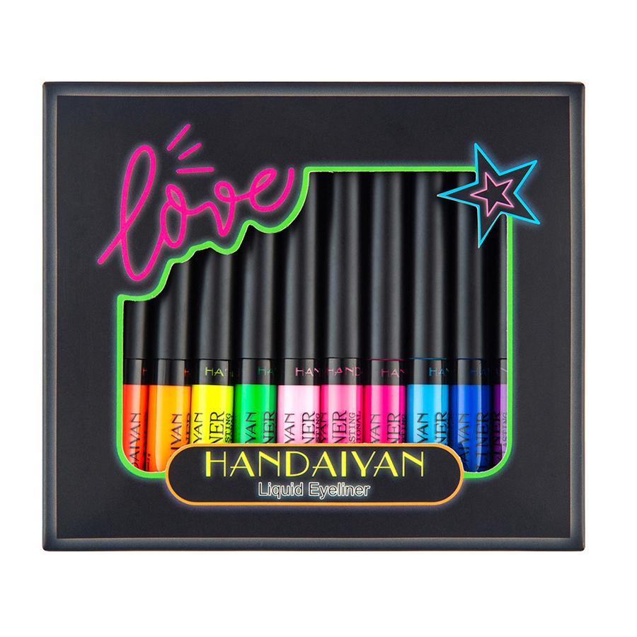 HANDAIYAN 12Pcs/Set Colorful Liquid Eyeliner UV Waterproof Fluorescent Eye Liner Face Body Paint Pen Long-lasting Easy To Remove