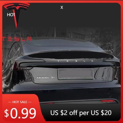 Car Sticker Tesla Car Front Rear Emblem Sticker Black For Tesla Model 3 Y Auto Tail Box Logos Steering Wheel Decoration Mo