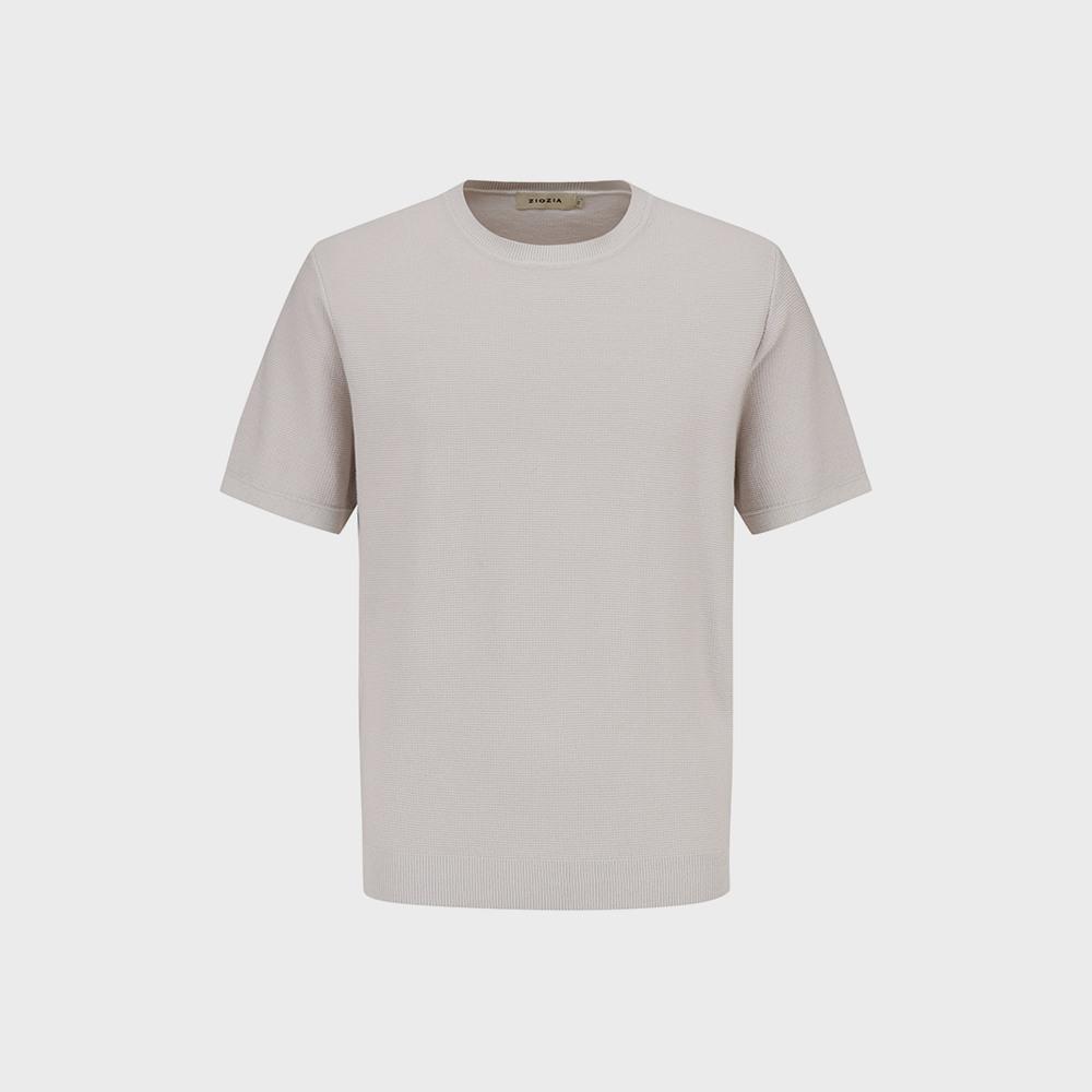 ZIOZIA Men'S) Miracul Modified Texture Short Sleeve Knit_Gray