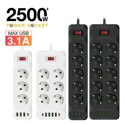 Priză de alimentare cu priză UE Priză de curent alternativ Prelungitor multifuncțional Priză electrică cu 4 porturi USB Încărcare rapidă Filtru de rețea multiprise