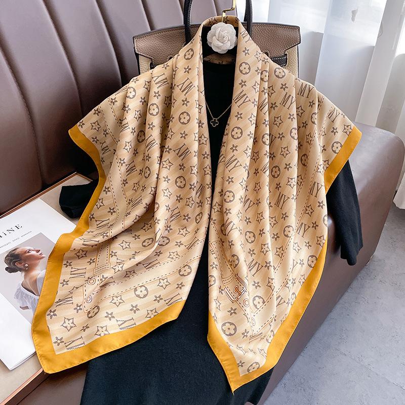 Spring and Autumn New Fashion 91 Square Scarf Women's Silk Scarf Foreign Style Shawl Neck Protection External Decorative Scarf Scarf