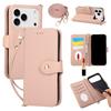 Flip Leather Cover for IPhone 17 Air 16E 16 15 Plus 14 13 12 11 Pro Max 7 8 Mirror Wallet with Card Holder Crossbody Phone Case
