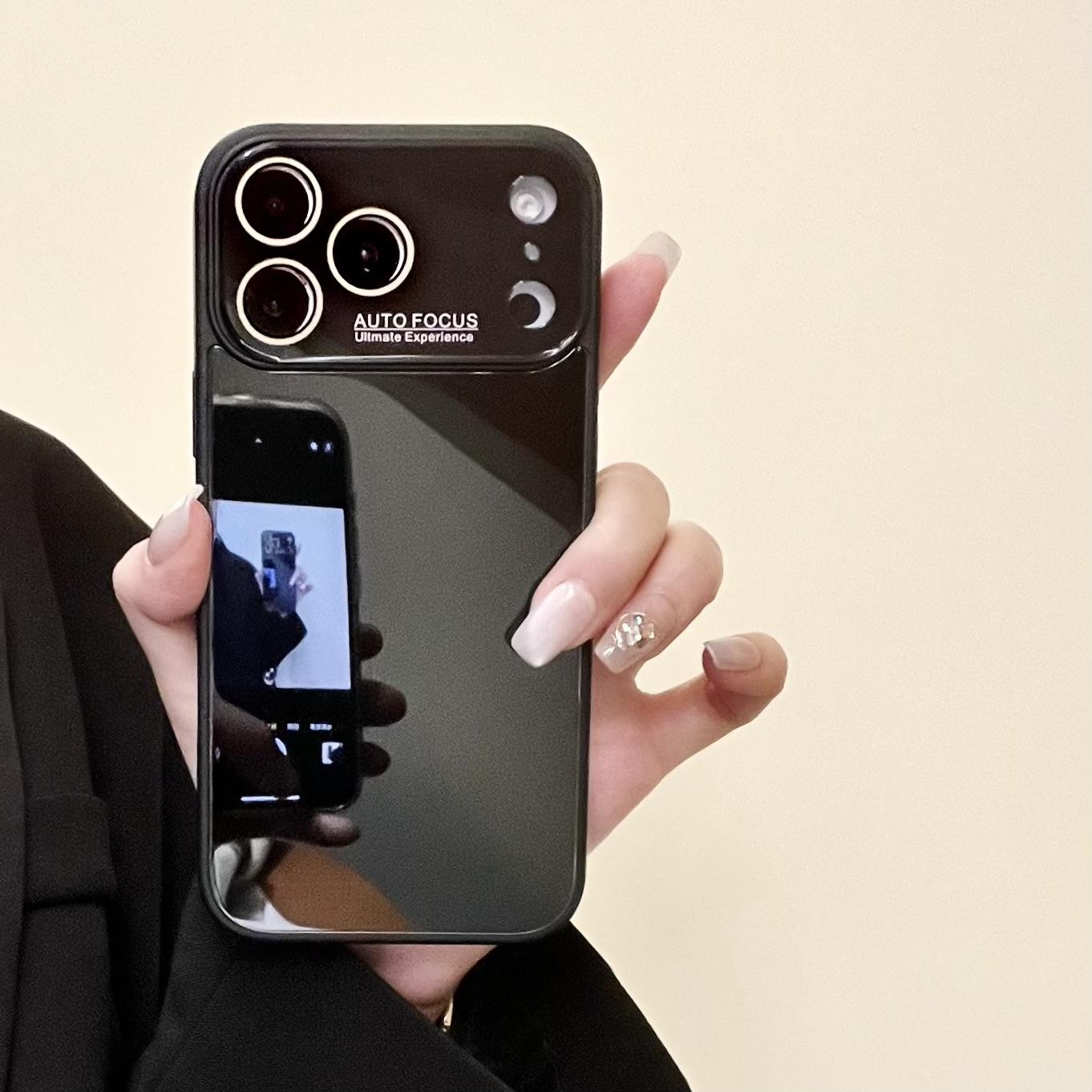 

Розкішний Захисний Чохол-Кришка з Великим Вікном для Об єктива для iPhone 17 16 15 14 13 12 11 Pro Max Plus Ударостійкий Чохол для Телефона з Загартованим Склом iPhone 12 Pro чорний