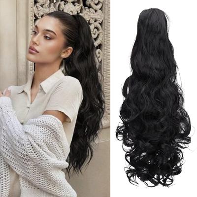 Syntetická šňůrka prodlužování vlasů do culíku Dlouhá kudrnatá vlnitá spona v culíku Vlasy z tepelně odolných vláken pro ženy na denní nošení