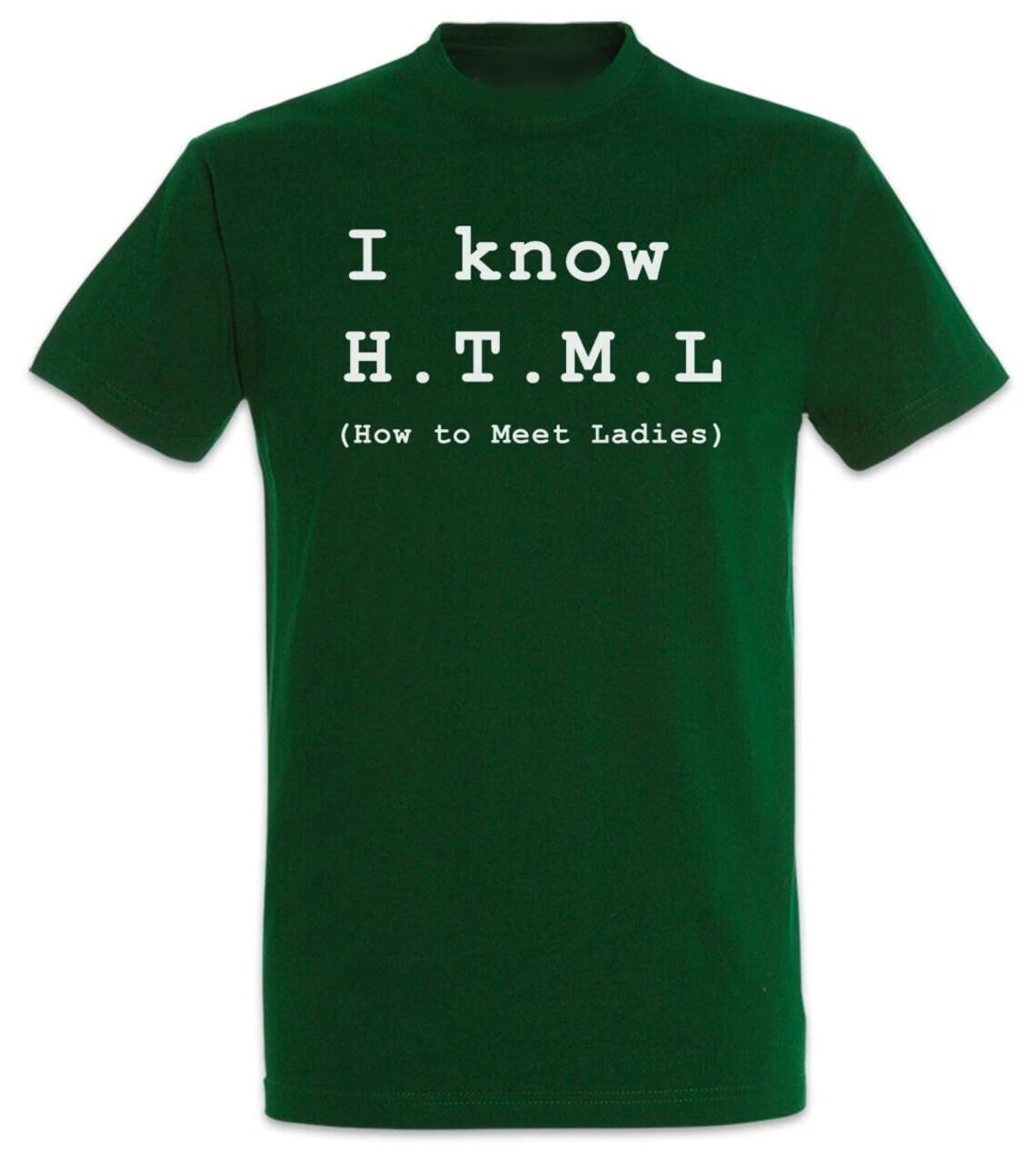 Mens T-Shirt - I KNOW HTML - FUNNY SLOGAN Mens T-Shirt S