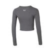 Puma Logo Print Solid Color Outdoor Casual Long Sleeve Cropped Top Women Tops Gray 628475-89
