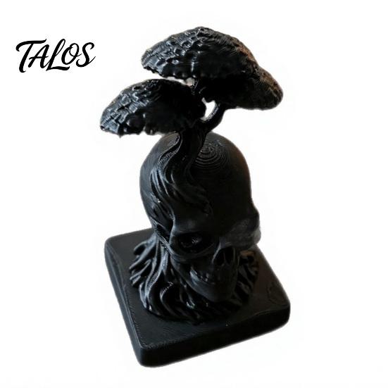 Sturdy Base Display Piece 3D Printed Tree of Life Skull Figurine, Gothic Desktop Ornament for Mysterious Symbolism Gift Friends Home Office