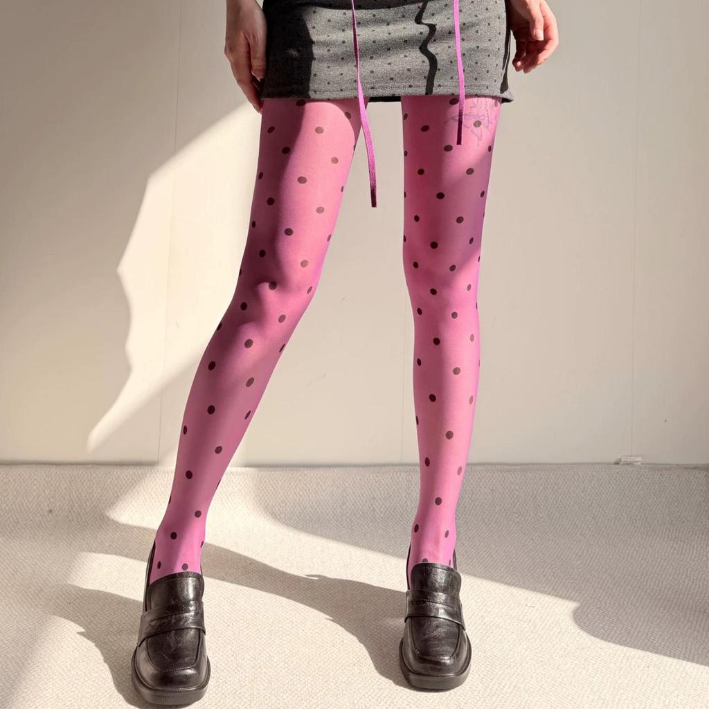 Vintage Korean Polka Dot Sheer Tights Women High Waist Pantyhose Silk Tights Women Slimming Sexy Stockings High Elastic Leggings