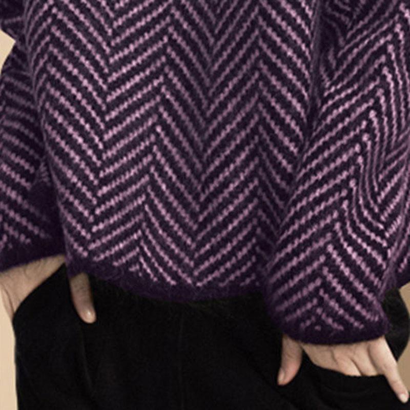 Women Autumn and Winter Sweater Thickened  Warm Knitted Stretchy Long Sleeve Oversized Top High-neck Sweater