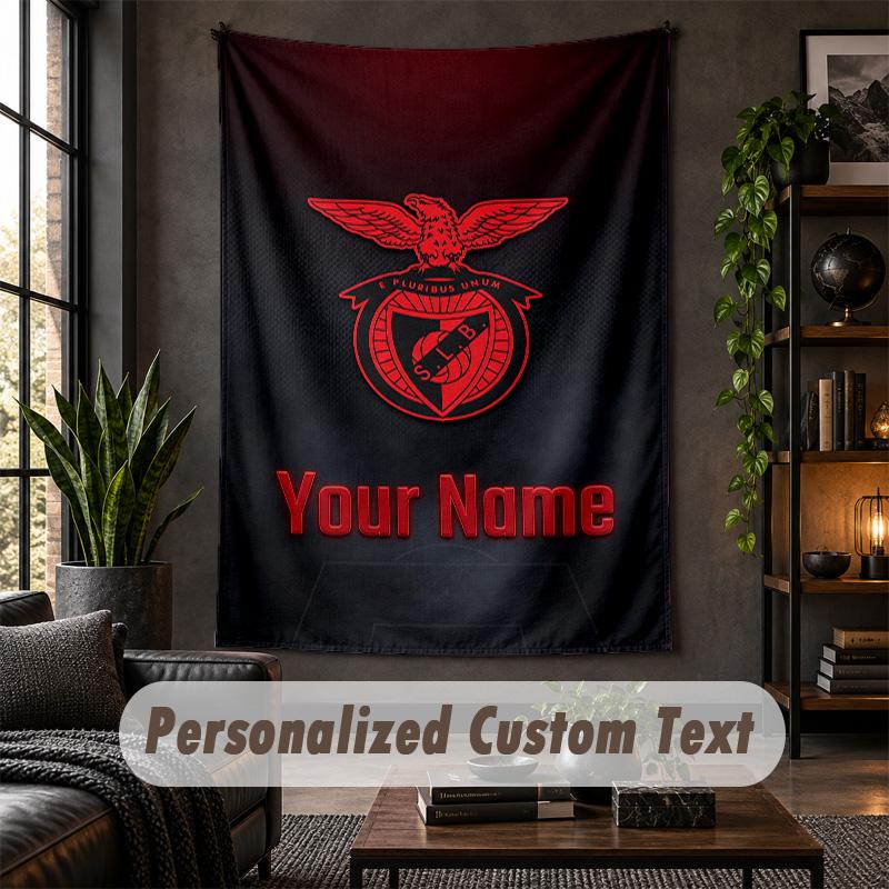 Arazzo da Parete Stampa Benfica FC Testo Nome Personalizzato Appeso a Parete Decorazione per la Casa