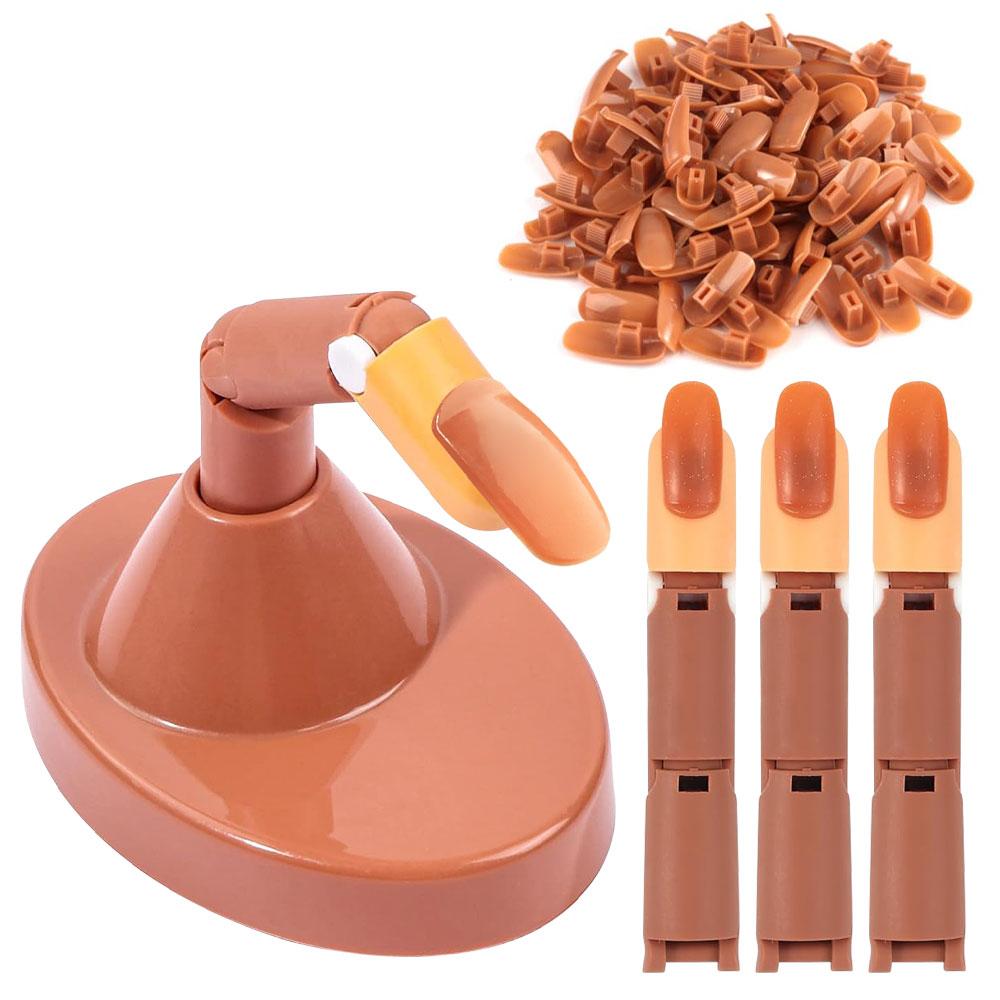 Acrylic Nail Art Practice Hand Manicure Adjustable Nail Practice Hand Fake with 100pcs Fake Nails Nail Training Equipment Tools