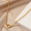 Simple Circular Pendant Necklace Stainless Steel Collarbone Chain Minimalist Choker Necklace  Gift
