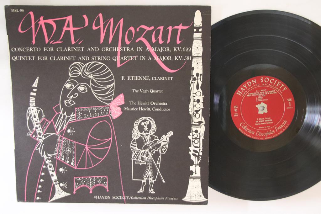 LP Record FRANCOIS ETIENNE, QUATUOR VEGH, ORC - Mozart Clarinet Concerto Kv.622 / C HSL96 Haydn Society 1954 US Classical Used