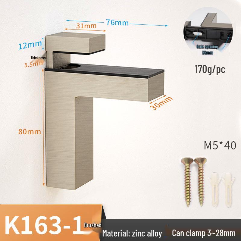 Adjustable Zinc Alloy Glass and Wood Shelf Clamp Bracket