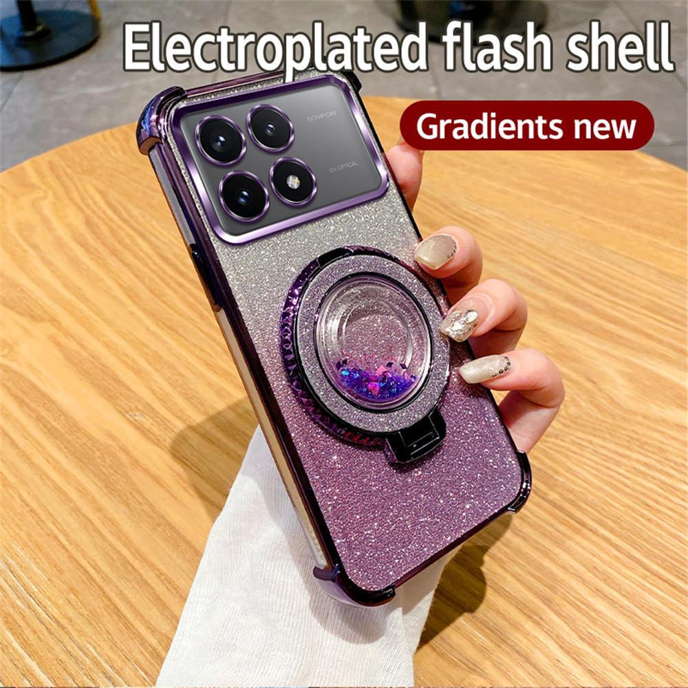 Quicksand Glitter Ring Stand Phone Case For Xiaomi Poco X6 Pro 5G X6 X3 NFC M6 Pro C65 12T 13T Pro Soft Silicon Shockproof Cover