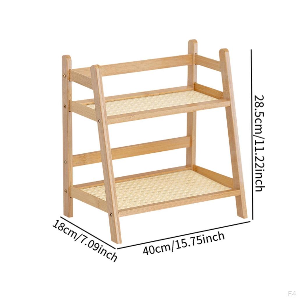 2 Layer Bamboo Organizer for Cups And Skincare on Countertop