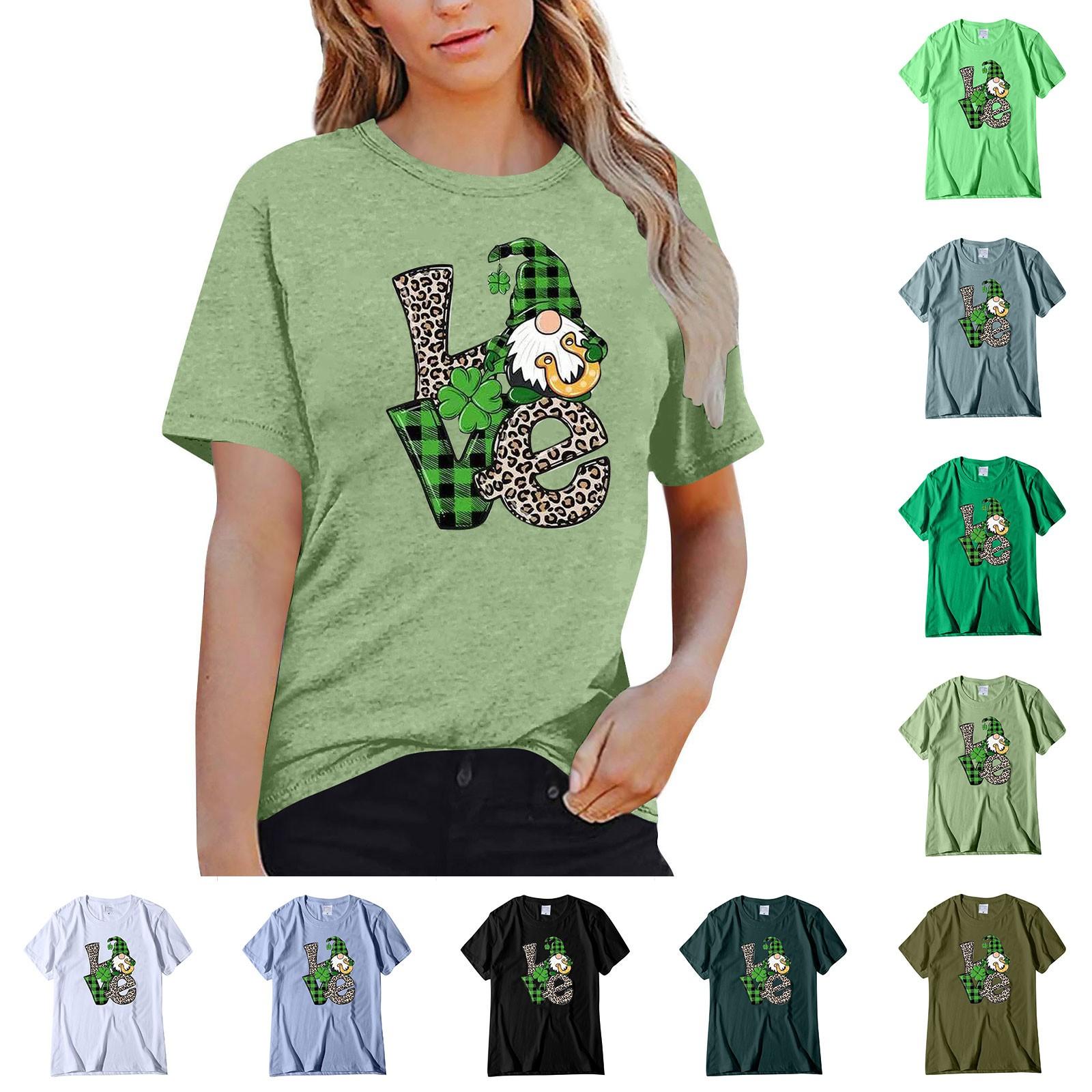 

Женская летняя повседневная свободная одежда St. Футболка ко Дню Святого Патрика, пуловер с круглым вырезом и короткими рукавами