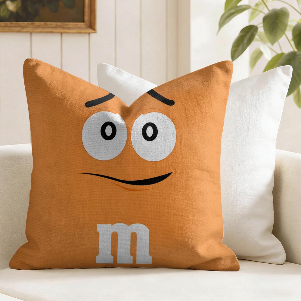 Fashion MMMs Chocolate Cushion Cover Eco Linen Pillow Case DoubleSided Print Breathable Durable Zipper Home Decor Gift