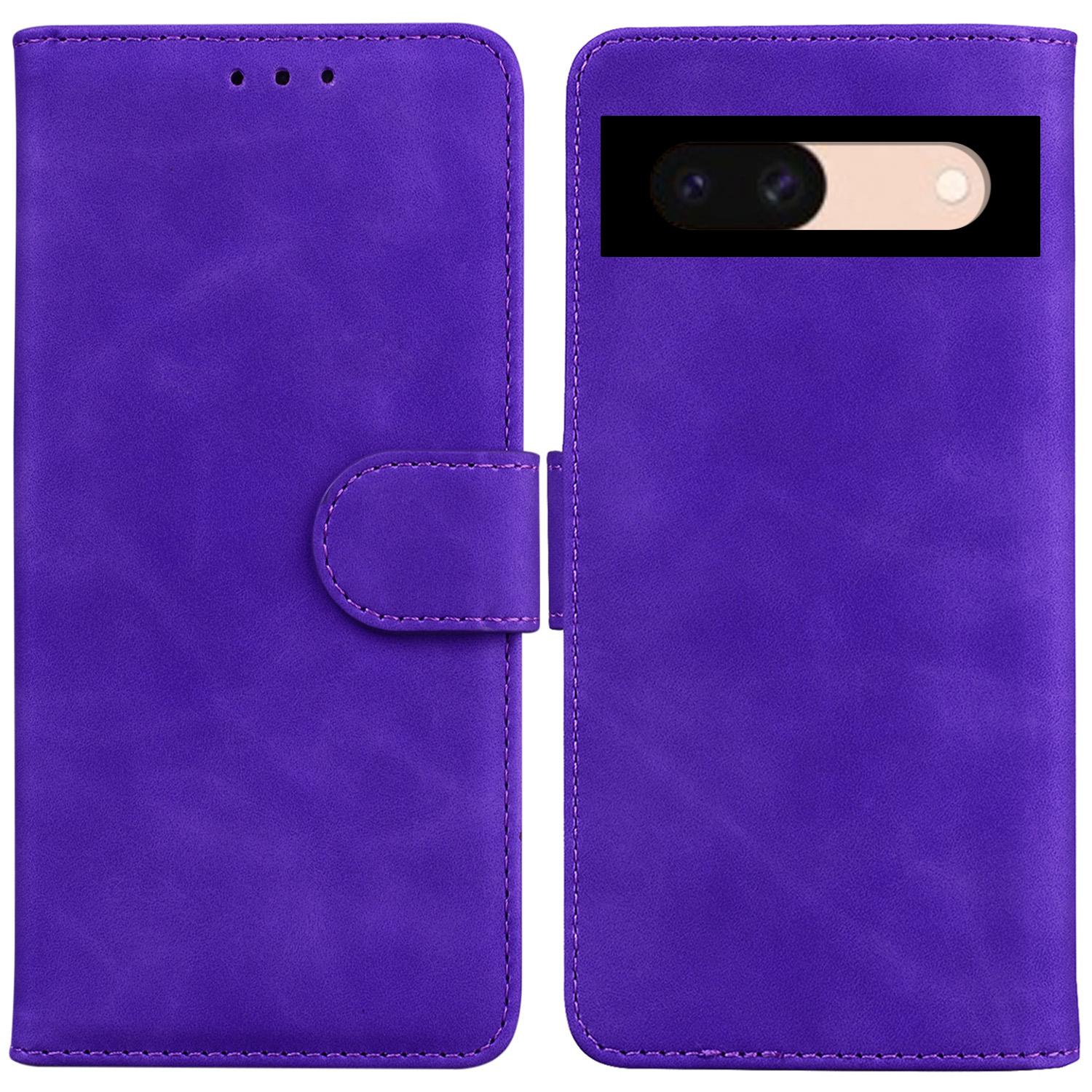 

For Google Pixel 8a Phone Stand Case Wallet PU Leather Flip Solid Color Cell Phone Cover Purple