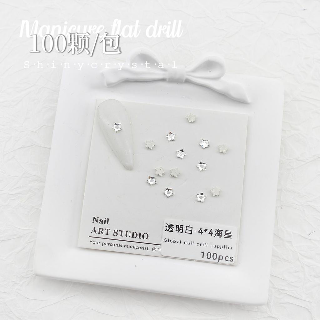 Nail Art White Flat Bottom Special-Shaped Diamond Size Mini Water Drop Love Square Transparent Diamond Jewelry White Rectangular Diamond