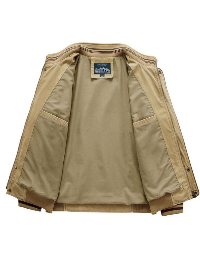 Men's Stand Collar Cotton Jacket - Loose Fit, Plus Size, Spring/Autumn Casual Top for Middle-Aged Men