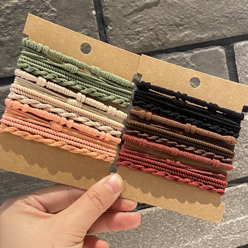 12 pcs Boho bracelet hair ties for women elastic hair rubber bands girls black Bracelet  hair rope Ponytail Holder hairbands