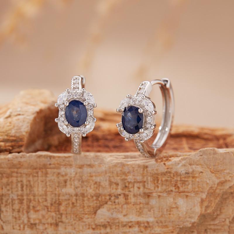 Natural Sapphire Garnet Olivine Topaz Diopside Stud Earrings Women'S Earrings Ear Buckles S925 Sterling Silver