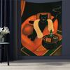 Painting Of A Cat Printed Large Wall Tapestry Indian Buddha Wall Decoration Witchcraft Bohemian Hippie Decor Blanket