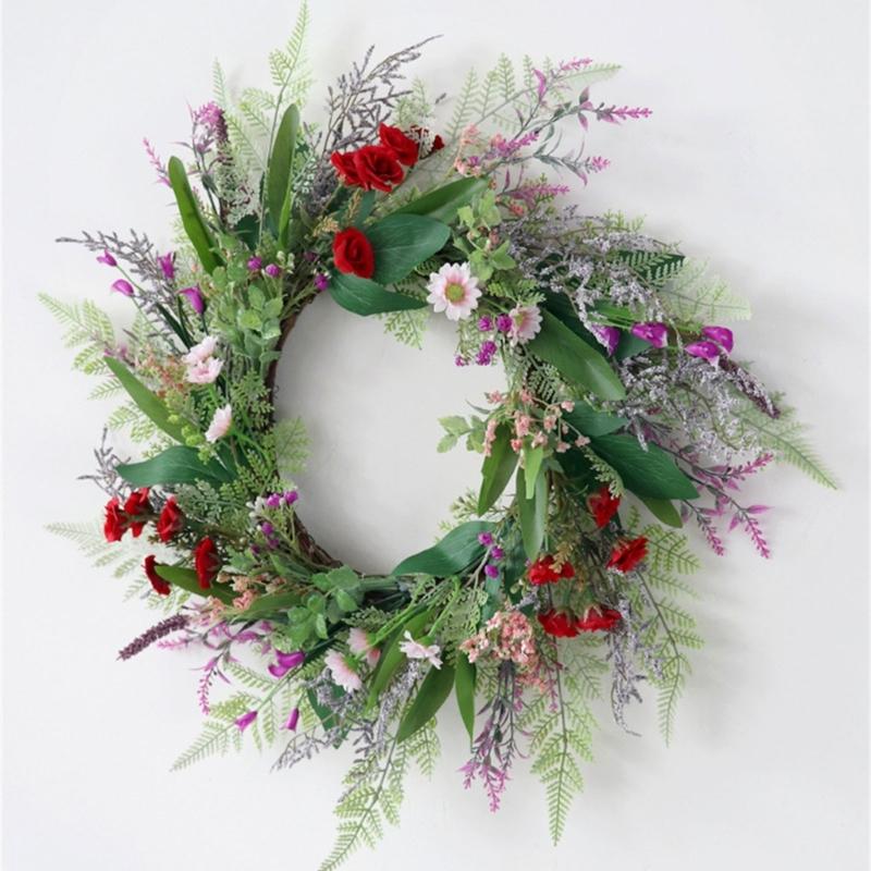 Artificial Floral Garlands With Faux Blooms Accessory For Door Wall Hanging Indoors Outdoor Celebration Event