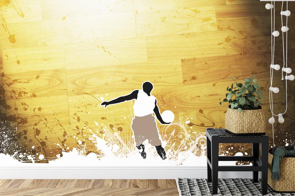 Photomural Basketball Player On A Background Of Planks Structural Vinyl 104x70.5