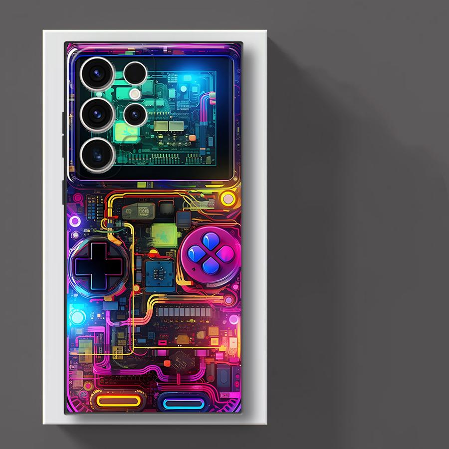 Game Machine Pattern Case for Samsung Galaxy S24 S25 Ultra S21+ S24Ultra S22 Plus S21 S23 FE S20 FE Soft Shell