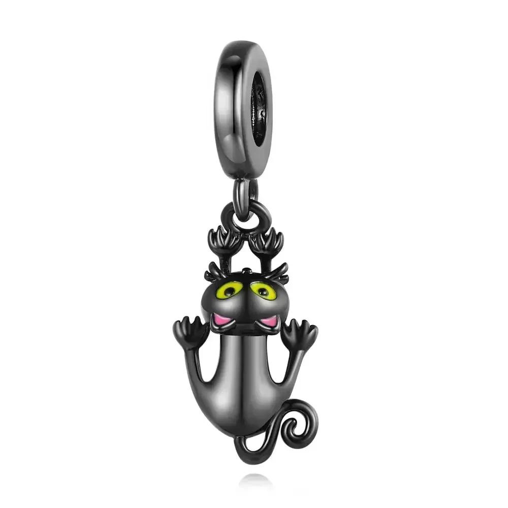 Authentic Original Copper Metal Halloween Perfect Gift Black Cat Spider Skull Pumpkin Ghost Bead Components Charm Bead Components Designed For Pan