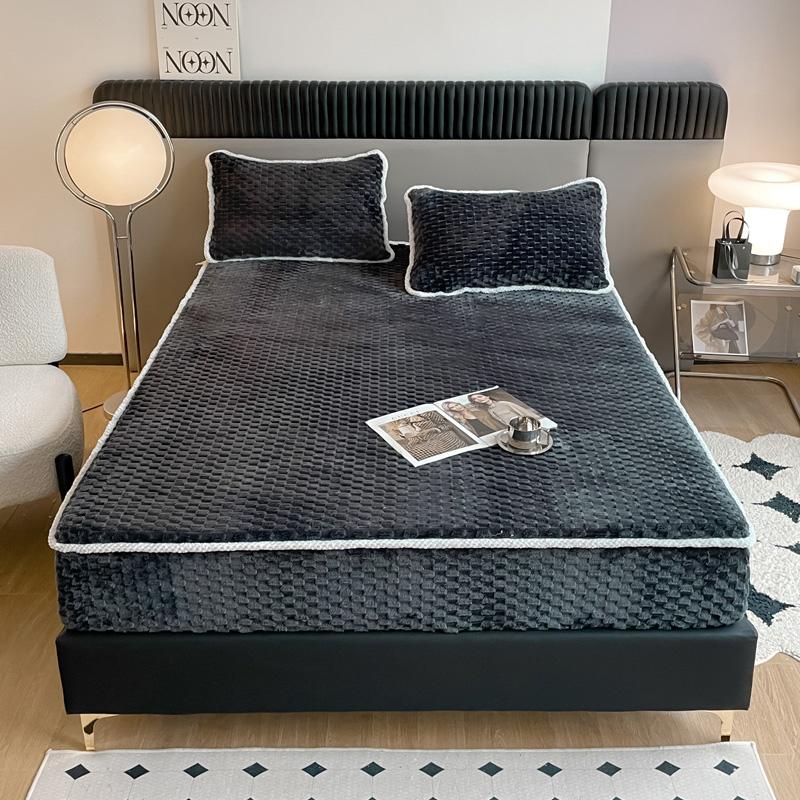 1ks Plain Bed Cover Teplé prostěradlo pro zimní fundas de colchón Elastické prostěradla Plyšové chrániče matrací(Žádný povlak na polštář)