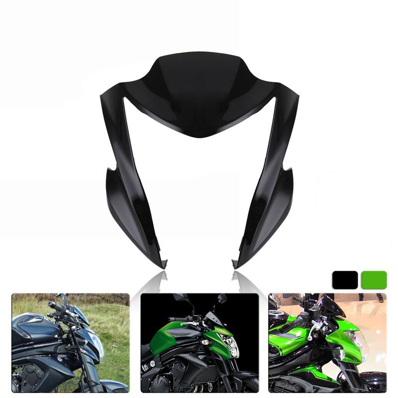 Headlight Fairing Cover Windshield Plastic Headlight Protector Fairing Windshield Fits For ER6N 2012-2016, Black, Green