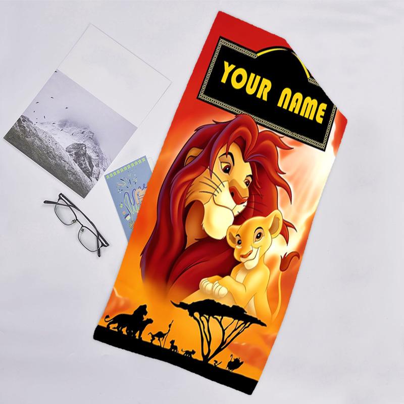 1pc Lion King1 Beach Towel with Custom Name, Beach/Swimming/Bath/Picnic/Camping Towel, Suitable for Seaside Beaches