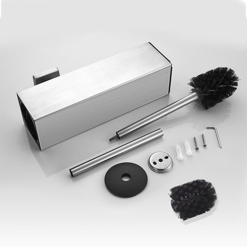 Bathroom Toilet Brush Holder Set Stainless Steel Black Square Cleaning Tools Vertical Toilet Brush Bathroom Cleaning Accessories