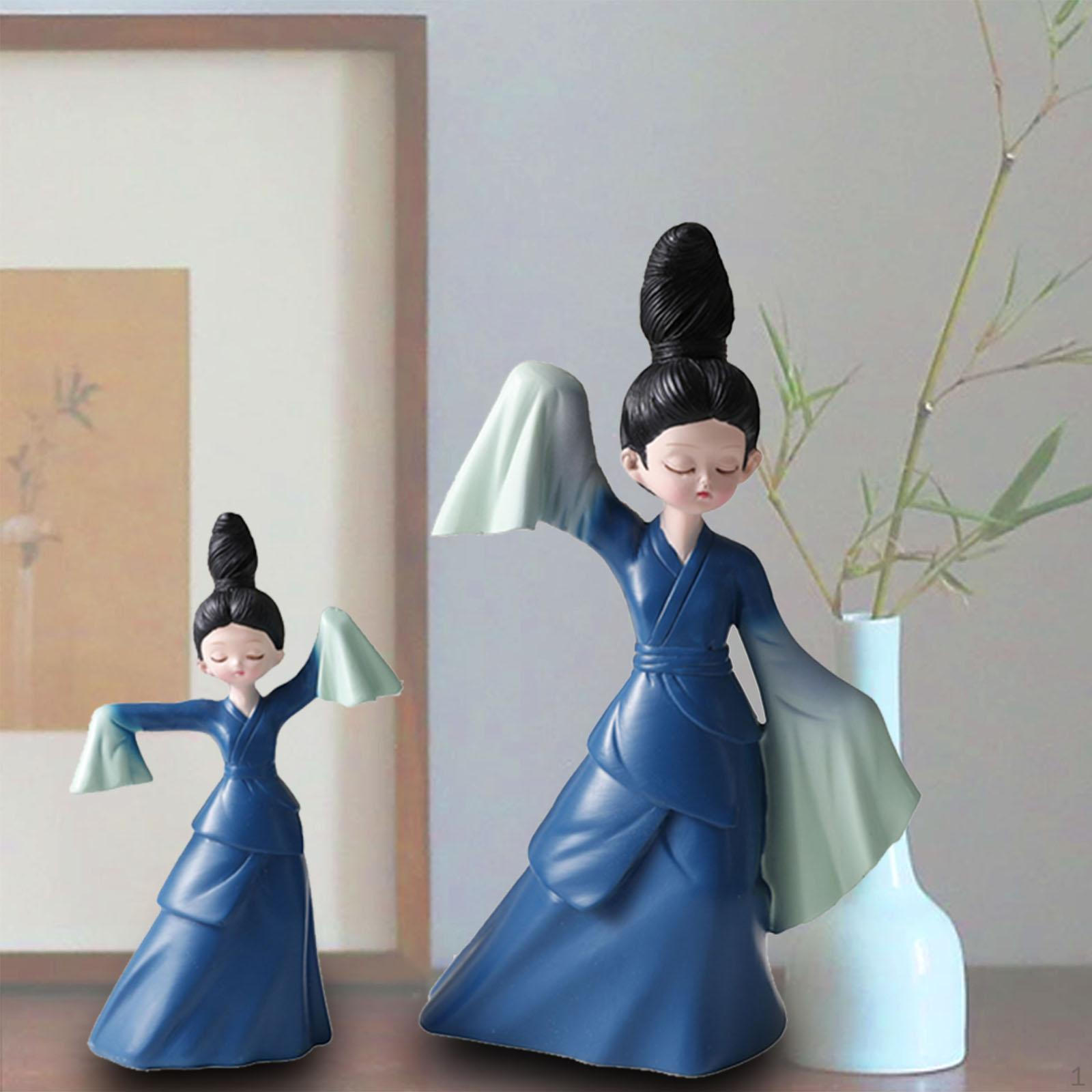 

Статуя из смолы в китайском стиле, костюм для песни, скульптура, искусство для стола 2x Small