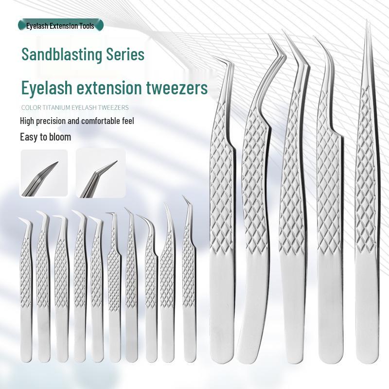 Pinzette Professionali in Acciaio Inossidabile Blooming Princess per Estensione Ciglia con Punte Seghettate ad Alta Precisione