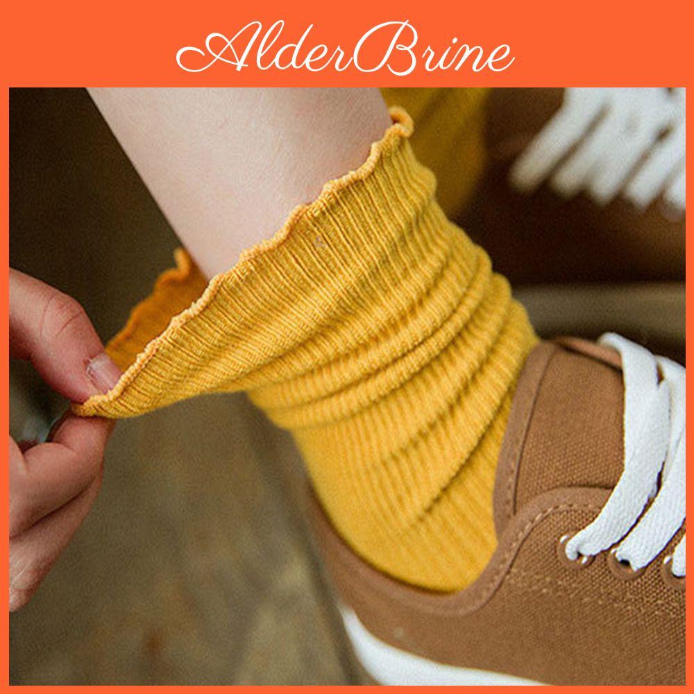 Calf Solid Hosiery Mid Length Socks Comfortable Cotton Autumn Ankle High Pile Of Socks Women Socks
